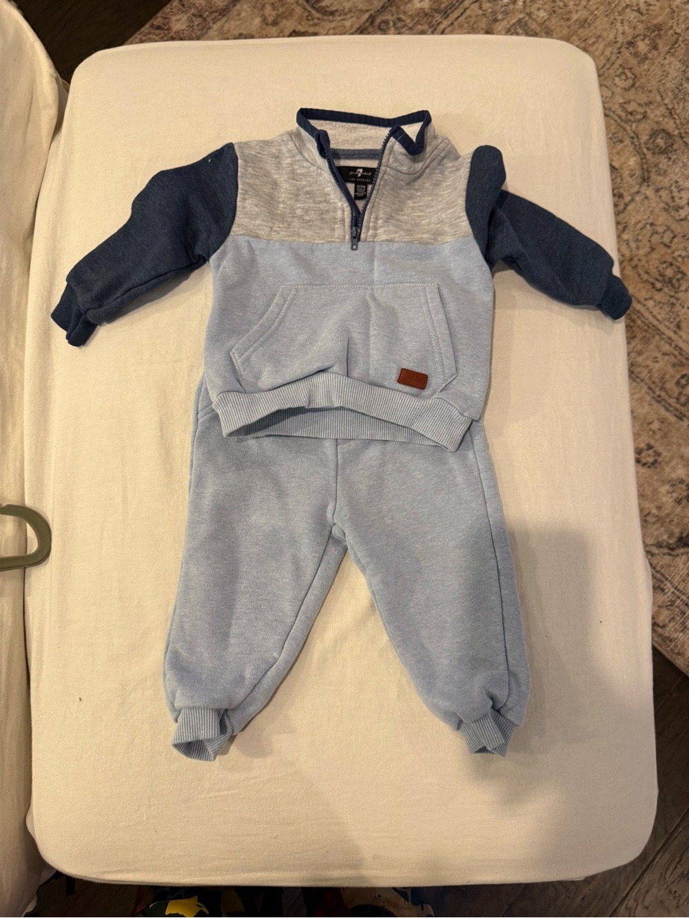 7 For All Mankind Light Blue, Navy & Gray Jogger Set